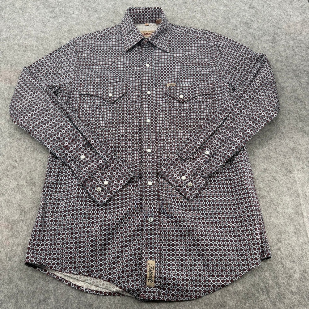 Rafter C Cowboy Collection Mens Small Western Snap Shirt ProFlex Geometric Print